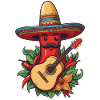 Chili Mariachi Guitarist Mexico Fiesta