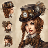 Schönes Mädchen im Steampunk-Stil