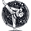 Dynamisk Taekwondo Martial Artist Geometric Kick