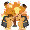 AUTUMN TREE HEDGEHOG ANIMAL ILLUSTRATIONS