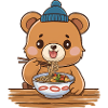 Kawaii Bear Eating Ramen