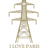Hoogspanningsmast als Eiffeltoren "I Love Paris" satire