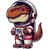 Dino Astronaut in Space Cartoon