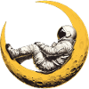 An astronaut on a crescent Moon