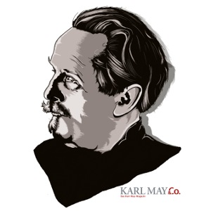Karl May Kopf mit Logo