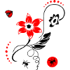 Fleur d’été avec coccinelle et fourmis