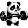 Funny panda doing strength training