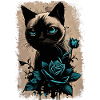 Siamese cat with flower