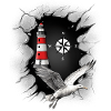 Seagull Lighthouse Compass Maritime Ahoy