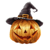Spooky pumpkin with witch hat
