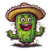 Funny cactus with sombrero dancing
