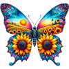 Butterfly flowers sunflower sunflowers