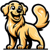 A cartoon style golden retriever