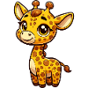 A whimsical cartoon style giraffe