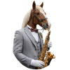 horse costume guitar musician