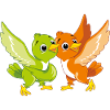Happy two cartoonish cute birds