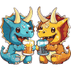Dinosaur triceratops beer boozing