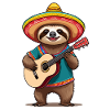 Sloth Mariachi Mexico Guitar Fiesta
