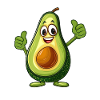 Cheerful avocado with thumbs up