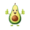 Cheerful avocado with thumbs up