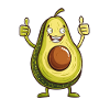 Funny avocado with thumbs up