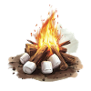 Cozy campfire with marshmallows