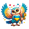 Cute Owl with Ukraine Heart
