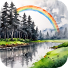 Landscape with rainbow