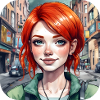 Cool girl with red hair