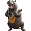 Hippopotamus Musician Guitar