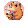 Capybara Enjoys Bubble Tea