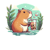 Capybara enjoys bubble tea