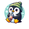 Penguin Enjoys Bubble Tea