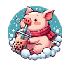 Schwein genießt Bubble Tea
