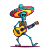Mexican mariachi skeleton guitarist