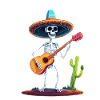 Mexican Mariachi Skeleton Guitarist Fiesta