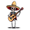 Mexican Mariachi Skeleton Guitarist Fiesta