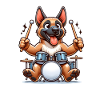 Cute Malinois puppy on drums