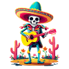 Mexican mariachi skeleton guitarist