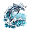 Dolphin Surrounded by Ocean Waves