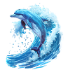Springender Delfin in Blauer Welle