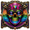 Cyberpunk Rainbow Skull Design