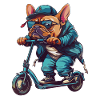 Trottinette bouledogue français