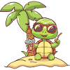 Turtle, Island, Summer, Palm