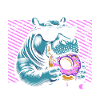 Hippopotamus animal loves donuts
