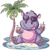 Hippopotamus Summer Beach Vacation