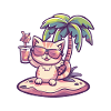 Cat Summer Beach Vacation
