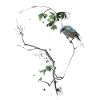 Japanese bird on tree branch