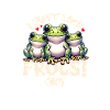 Three cartoon frogs