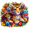 Tiger in the flower bed